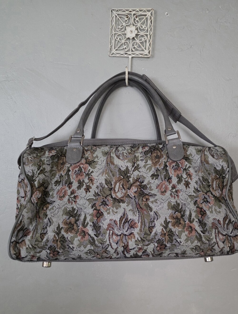 Vintage American Flyer 1980s Floral Canvas Duffle Travel Weekend Bag - Picture 5 of 11